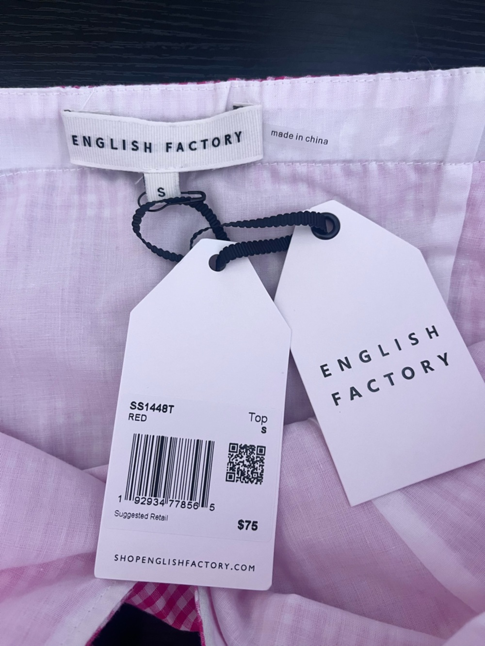English Factory Red White Check Gingham Set Size Small Wide leg Crop Top NWT - Picture 11 of 16